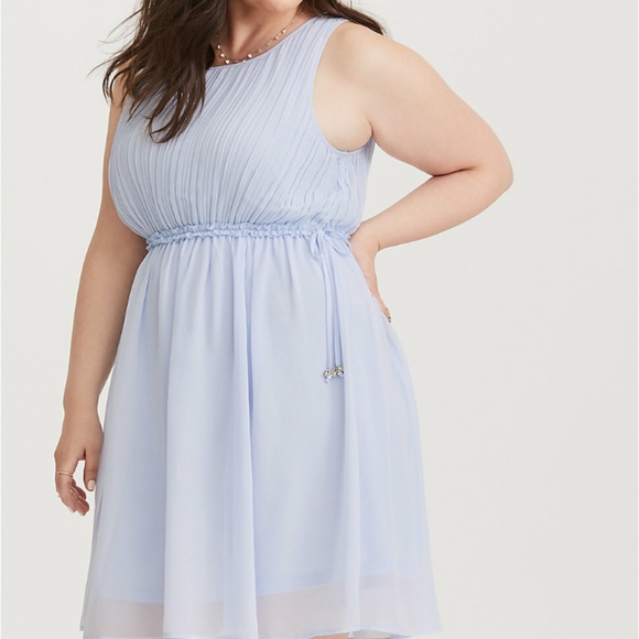 Torrid Disney Cinderella Carriage Blue Chiffon Pleated Skater Dress Size 5X - Picture 1 of 12